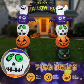 8.2 FT Cute Halloween Inflatables Pumpkin Archway Outdoor Decoration, Giant Blow Up Yard Arch Decorations With Built-in LED Lights For Holiday Party F