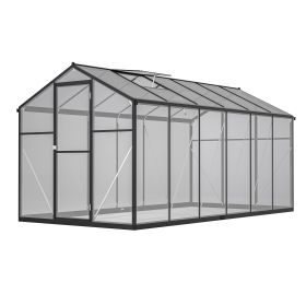 6' X 12' Thicked Polycarbonate Greenhouse, Greenhouse With Double Flush Door, Rain Gutter And Ventilation Window, Green House For Sunroom, Garden, Bac