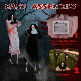 Outdoor Halloween Decorations 2 Packs Hanging Ghosts Decor With Lighted Up Eyes And Horror Scream, 3ft Scary Grim Reaper Swinging Ghost Flying For Yar