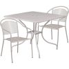 3-Piece Outdoor Patio Set – Grey Steel Table & 2 Chairs