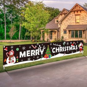 Large Merry Christmas Banner with Santa Claus Design | Outdoor & Indoor Holiday Party Decoration Sign