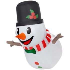 Outsunny 3 ft Inflatable Snowman, Lean Out from Window Outdoor Decortaion w/ LED Lights, Blow-Up Outdoor Christmas Display for Party