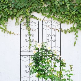 2 Pack Metal Garden Trellis 86.7" x 19.7" Rustproof Trellis for Climbing Plants Outdoor Flower Support Black