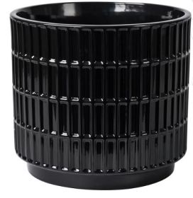 Mainstays 6'D x 5.5'H Round Ceramic Grid Planter, Black