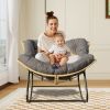 Outdoor Rocking Chair, Patio Egg Rocking Chair, Indoor Papasan Chair, Rattan Wicker Lounge Chair, Modern Royal Chair for Bedroom, Living Room, Porch