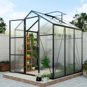 Greenhouse for Outdoors ,Polycarbonate Greenhouse with Stronger Wind Protection and Roof Vent ,Quick Setup Structure