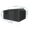 Metal garden sheds 10ftx12ft outdoor storage sheds black with window with sliding door
