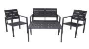 Aluminum Patio Furniture Set, 4 PCS Modern Patio Conversation Set, All Weather Dark Grey Outdoor Sectional Sofa Set w/Coffee Table, Loveseat