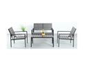 Aluminum Patio Furniture Set, 4 PCS Modern Patio Conversation Set, All Weather Dark Grey Outdoor Sectional Sofa Set w/Coffee Table, Loveseat