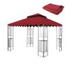 10x10 Ft Gazebo Replacement Canopy UV Protection Water-Repellent Polyester with Drain Holes and Mosquito Netting Top Only
