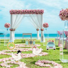 5Pcs Wedding Theme Party Yard Signs with Stakes Pigeon Ring Camera Pattern Road Decoration Wedding Reception Plastic Welcome Sign Large Bridal Shower