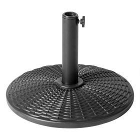 Round Plastic Umbrella Base Heavy Duty Black Outdoor Patio Garden Deck Lawn Poolside Stability Durable Weatherproof Lightweight Sturdy Simple Assembly