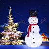 4ft Lighted Snowman Decoration, Outdoor Christmas Snow Fleece Ornament with Warm White Lights, Durable & Reusable Holiday Yard Garden Decor