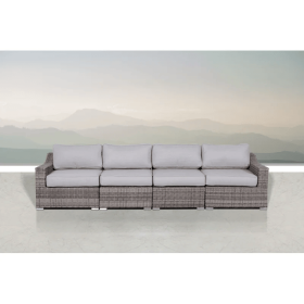 Fully Assembled 4-Piece Outdoor Rattan Sectional Seating Set with Plush Cushions