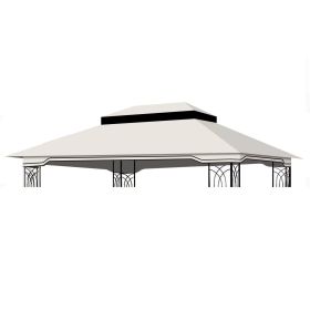 10x12 Ft Outdoor Patio Gazebo Replacement Canopy,Double Tiered Gazebo Tent Roof Top Cover Only(Frame Not Include)-Beige/White