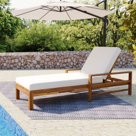 U_Style Acacia Wood Adjustable Backrest Outdoor Lounge Chair, Suitable for Gardens, Terraces, and Poolside Areas