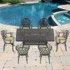 (Cushions In Random Colors)7-Piece Set Of Cast Aluminum Patio Furniture With Cushions
