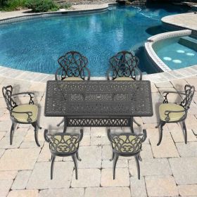 (Cushions In Random Colors)7-Piece Set Of Cast Aluminum Patio Furniture With Cushions