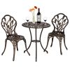 3-Piece Cast Aluminum Tulip Bistro Set – Antique Bronze Table & Chairs