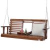 VEVOR Wooden Porch Swing – 5 ft Fir Wood Bench with Cup Holder & Chains