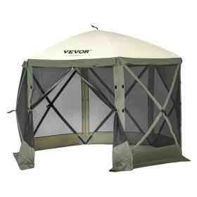 VEVOR Pop Up Gazebo Tent, Pop-Up Screen Tent 6 Sided Canopy Sun Shelter with 6 Removable Privacy Wind Cloths & Mesh Windows, 10x10FT Quick Set Screen