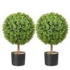 VEVOR 2x Artificial Boxwood Ball Ø40,6cm Garden Deco Boxwood in Flowerpot Ball Artificial Boxwood Ball Artificial Plant made of PE, Wood, PP incl. 4 p