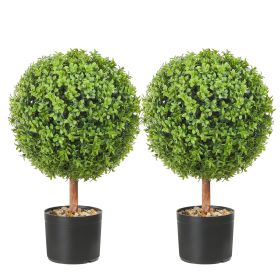 VEVOR 2x Artificial Boxwood Ball Ø40,6cm Garden Deco Boxwood in Flowerpot Ball Artificial Boxwood Ball Artificial Plant made of PE, Wood, PP incl. 4 p