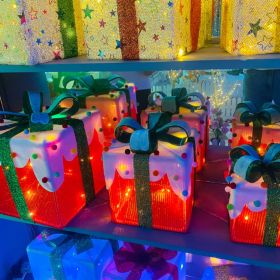 Christmas LED Light Gift Boxes | Foldable Lighted Present Decorations for Indoor & Outdoor Holiday Displays