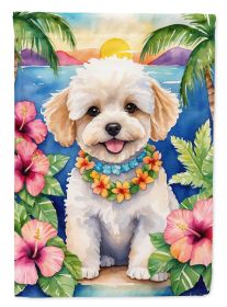 Maltipoo Luau Garden Flag Mailbox Flag Decorative Yard Flag Banner Outside Patio Artwork Yard Flower Beds, Garden Size, Multicolor