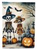 Calacas Skeletons Spooky Halloween House Flag Large Porch Sleeve Pole Decorative Outside Yard Banner Artwork Wall Hanging, Polyester, House Size