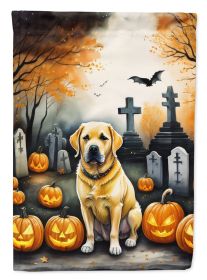Yellow Labrador Retriever Spooky Halloween House Flag Large Porch Sleeve Pole Decorative Outside Yard Banner Artwork Wall Hanging, Polyester
