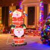 LED Double Santa Yard Christmas Decoration with String Lights and Stakes | Indoor & Outdoor Holiday Lighted Display