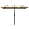 Double Sided Outdoor Market Umbrella with Crank Extra Large Patio Garden Pool Backyard Beach Umbrella Beige