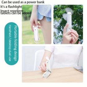 (FST-GAW-HT)Portable folding handheld fan USB multifunctional charging treasure Flashlight 3-in-1 mini fan(Random color)