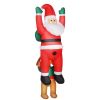 Outsunny 7FT Hanging Christmas Inflatable Santa with Dog, Christmas Blow Up Decoration with Built-in LED Lights for Garden