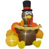 HOMCOM 5ft Inflatable Thanksgiving Turkey Pulls Banner with Pumpkin, Blow Up LED Display for Garden Indoor Outdoor