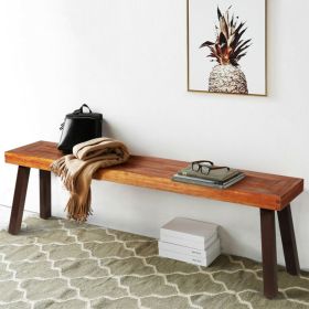 1PC Patio Acacia Wood Dining Bench Seat with Steel Legs