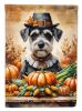 Schnauzer Thanksgiving House Flag Large Porch Sleeve Pole Decorative Outside Yard Banner Artwork Wall Hanging, Polyester, House Size, Multicolor