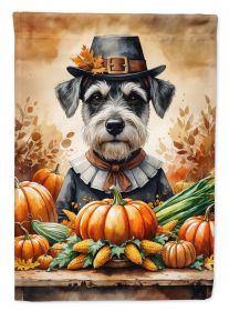 Schnauzer Thanksgiving House Flag Large Porch Sleeve Pole Decorative Outside Yard Banner Artwork Wall Hanging, Polyester, House Size, Multicolor