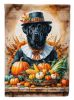 Black Labrador Retriever Thanksgiving House Flag Large Porch Sleeve Pole Decorative Outside Yard Banner Artwork Wall Hanging, Polyester, House Size