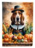 Basset Hound Thanksgiving House Flag Large Porch Sleeve Pole Decorative Outside Yard Banner Artwork Wall Hanging, Polyester, House Size, Multicolor