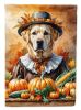 Yellow Labrador Retriever Thanksgiving House Flag Large Porch Sleeve Pole Decorative Outside Yard Banner Artwork Wall Hanging, Polyester, House Size