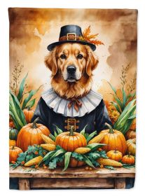 Golden Retriever Thanksgiving House Flag Large Porch Sleeve Pole Decorative Outside Yard Banner Artwork Wall Hanging, Polyester, House Size