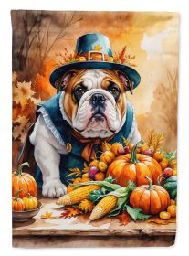English Bulldog Thanksgiving Garden Flag Mailbox Decorative Yard Banner Outside Patio Artwork for Flower Beds, Garden Size, Multicolor