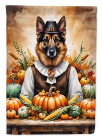 German Shepherd Thanksgiving House Flag Large Porch Sleeve Pole Decorative Outside Yard Banner Artwork Wall Hanging, Polyester, House Size, Multicolor