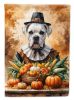 White Boxer Thanksgiving Garden Flag Mailbox Decorative Yard Banner Outside Patio Artwork for Flower Beds, Garden Size, Multicolor
