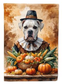 White Boxer Thanksgiving Garden Flag Mailbox Decorative Yard Banner Outside Patio Artwork for Flower Beds, Garden Size, Multicolor