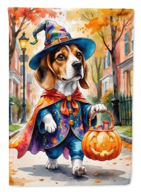 Beagle Halloween Trick or Treat House Flag Large Porch Sleeve Pole Decorative Outside Yard Banner Artwork Wall Hanging, Polyester, House Size