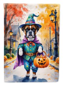 Boxer Halloween Trick or Treat House Flag Large Porch Sleeve Pole Decorative Outside Yard Banner Artwork Wall Hanging, Polyester, House Size