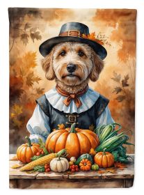 Labradoodle Thanksgiving House Flag Large Porch Sleeve Pole Decorative Outside Yard Banner Artwork Wall Hanging, Polyester, House Size, Multicolor